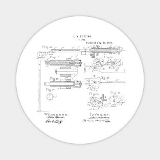 Lathe Woodworking Vintage Retro Patent Hand Drawing Funny Novelty Gift Magnet